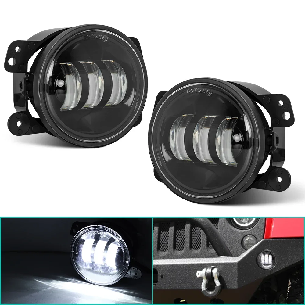 

30W 4 Inch Round Led Fog Light White Halo Ring Angel Eyes & White Lamp DRL Bulb Angle Eyes for Jeep Wrangler JK LJ TJ