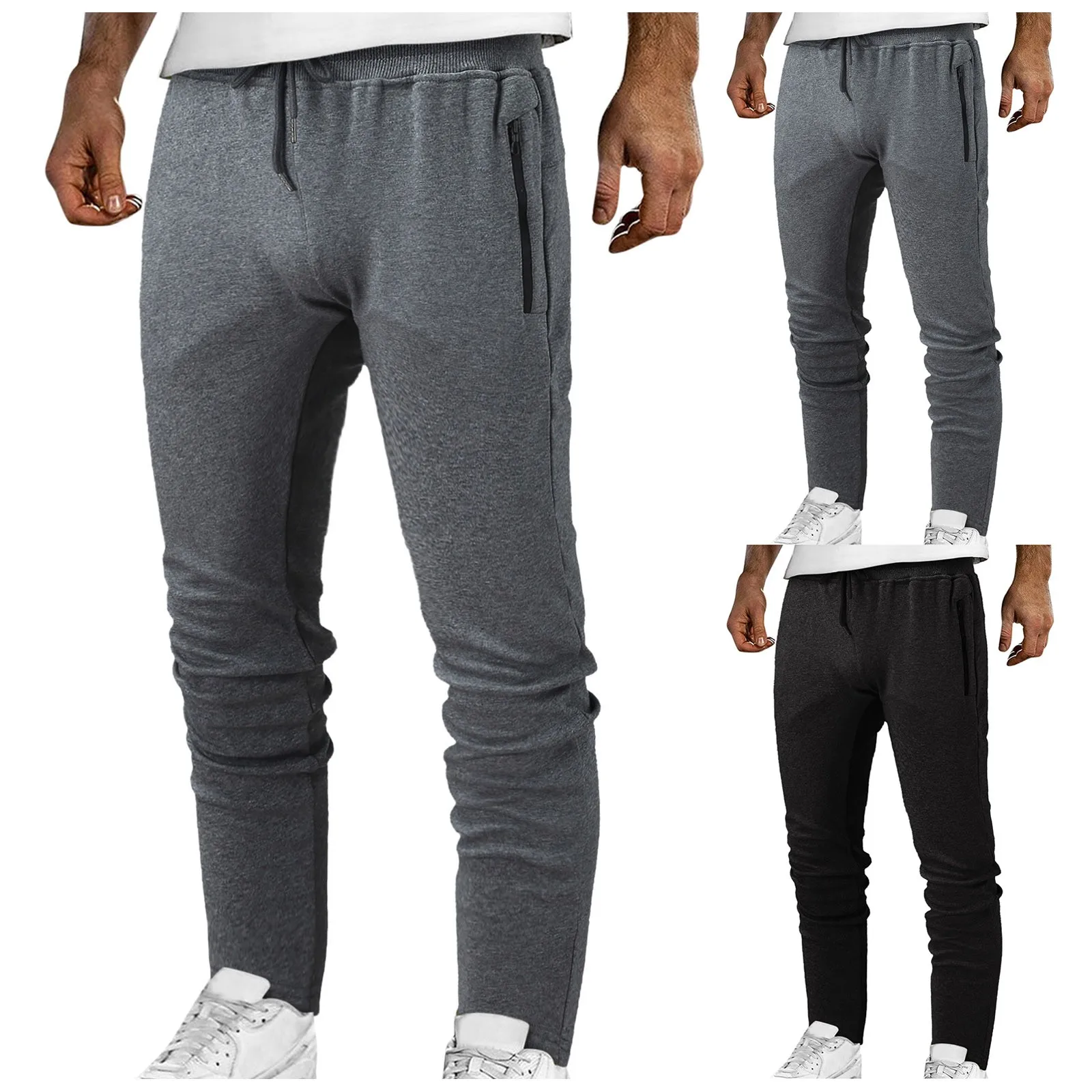 Mens Casual Hip Hop Pants Lace-up Track Cuff Solid Color Straight Leg Workout Pants Chinos Men