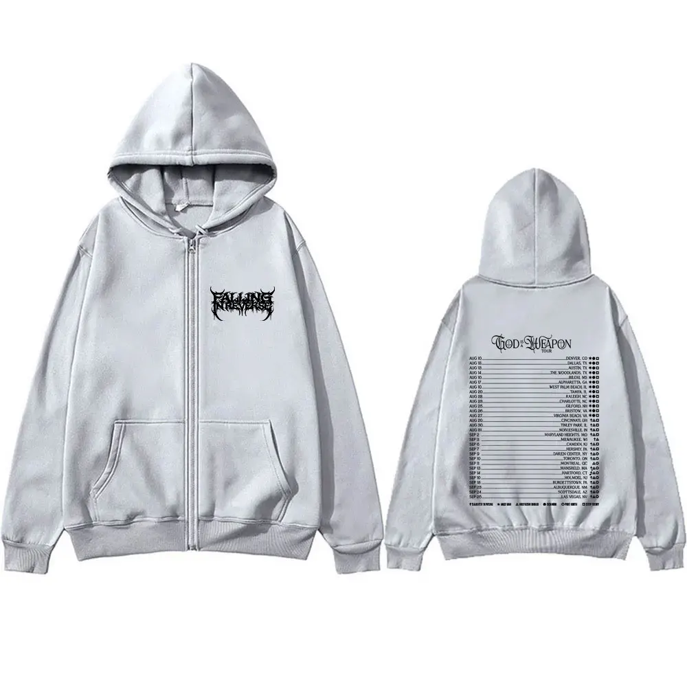 

Rock Band Falling in Reverse Tour 2025 Zip Up Hoodie Men Women Casual Cotton Vintage Zipper Hoodies Male Oversized Streetwear