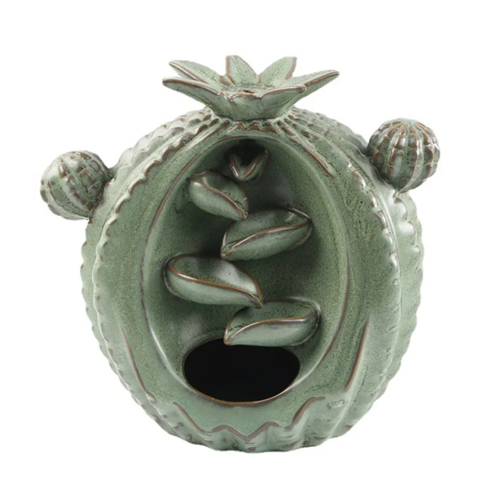 

Ceramic Cactus Backflow Incense Burner for Aromatherapy Relaxation and Meditation Decor with Waterfall Effect Smoke