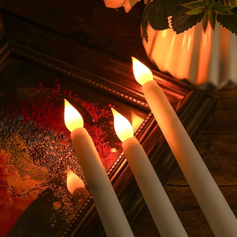 3D Taper Long-pole Candles Lights LED Flameless Pointed Candle Light Battery Electronic Tealight Wedding Christmas Party Decor