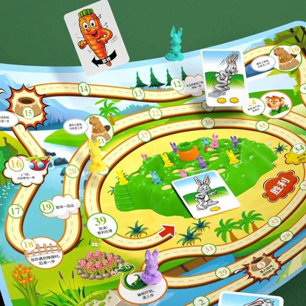 

Multicolor Carrot Rabbit Trap Table Board Game Plastic Cartoon Rabbit Challenge Game Safe Material Logical Game