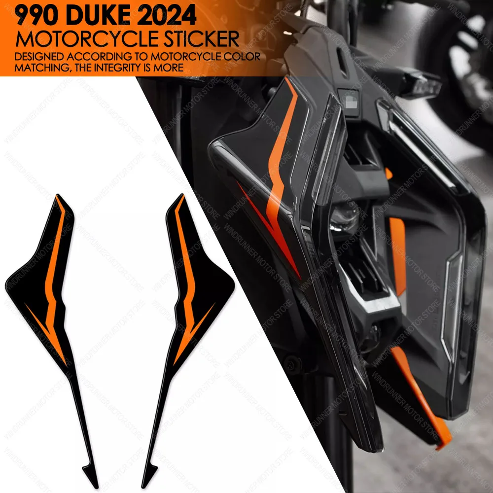 For 990 Duke 990Duke 2024 Motorcycle Accessories Motorcycle Headlights on Both Sides Sticker Protector 3D Resin Sticker