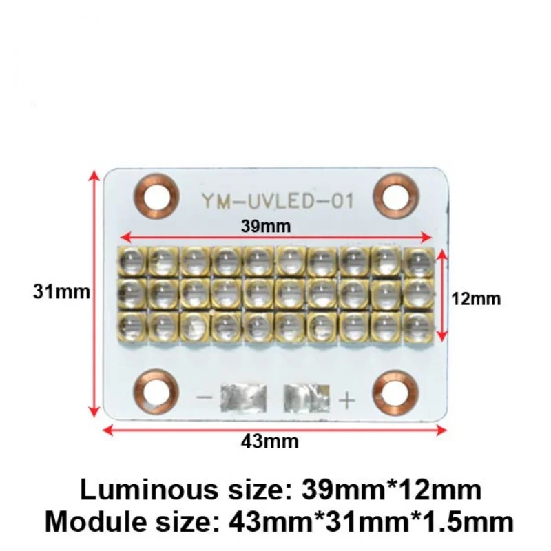 90 W 3535 365nm 385nm 395nm 405nm UV-uithardingslamp UV LED-module Quartz Lens Lamp Kraal Speciale uitharding voor 3D-printers