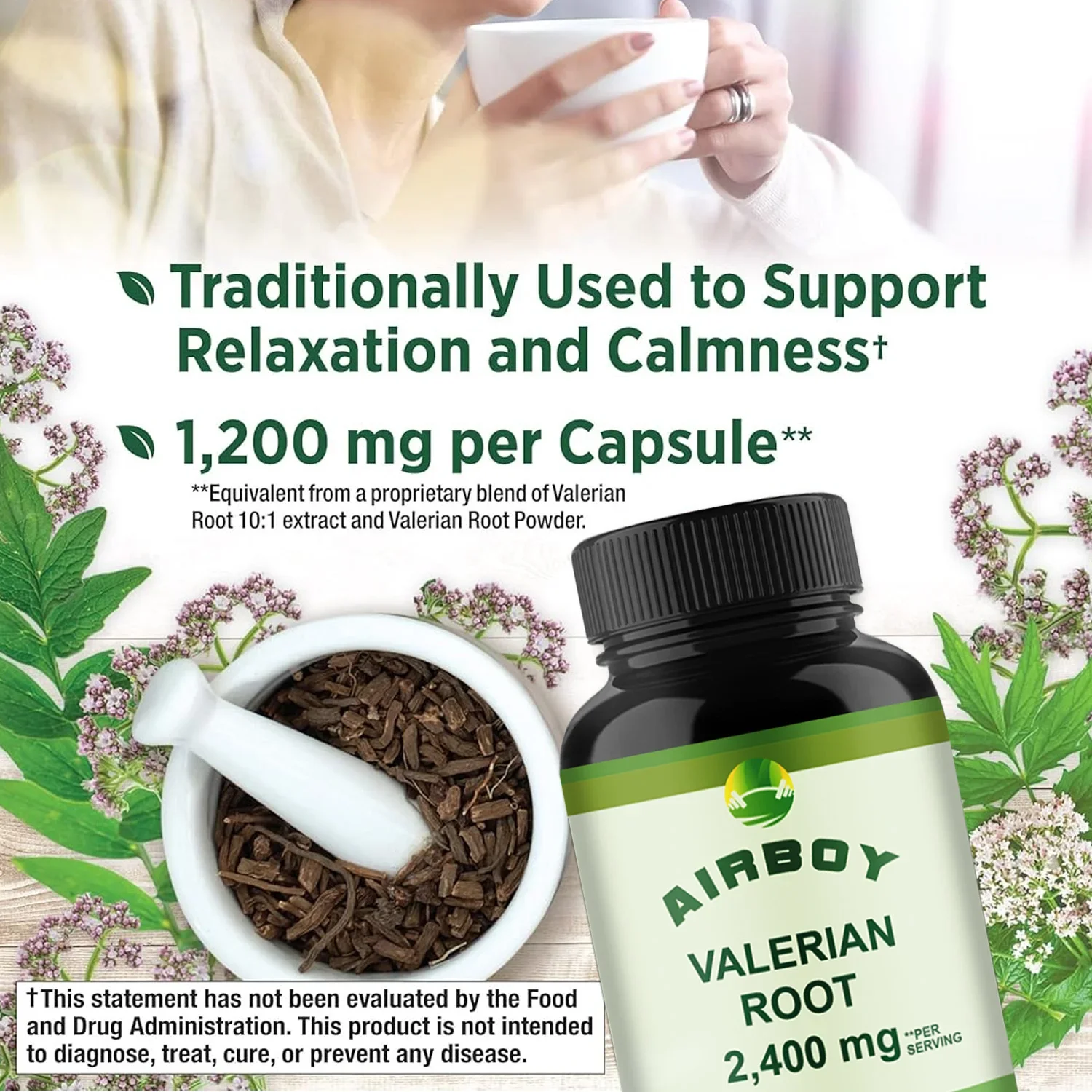 Valerian Root - Natural Sleep Aid, Relieves Stress and Anxiety, Relaxes The Whole Body