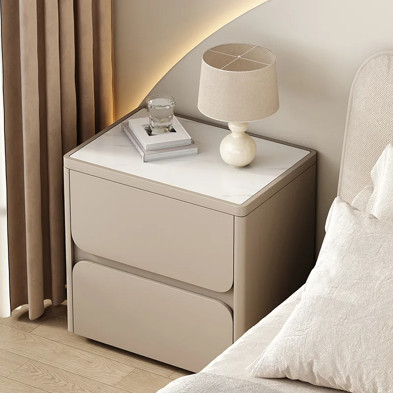 #For Light luxury bedside table, bedroom household Internet celebrity slate solid wood, modern Italian minimalist bedside