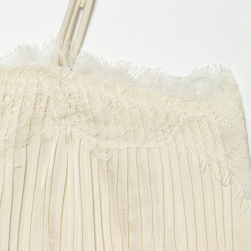 MUJER Plissiertes Spitzen-Camisole-Top für Damen Sommer 2026 – Sexy rückenfreies Top mit Trägern im Street-Style für den Abgang ins Ausgehen – Detail 11