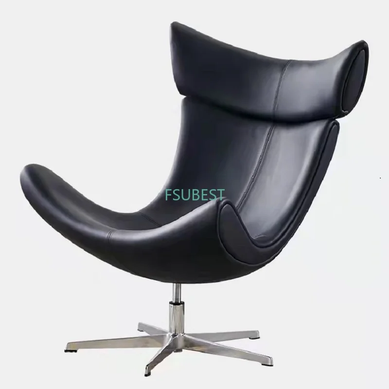 Modern Furniture Top Grain Genunine Leather Lounge Leisure Living Room Home Furniture Accent Imola Arm Swivel Chair