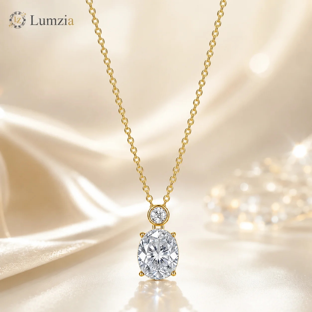 3CT Oval Moissanite Necklace for Women S925 Sterling Silver Halo Pendant D Color VVS1 GRA Certified 45+5cm