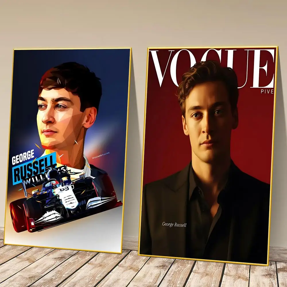 Formula Driver 63 George Russell Poster HD Self‑Adhesive Art Print Home Wall Ornament for Clubs Cafe and Living Room Decoration
