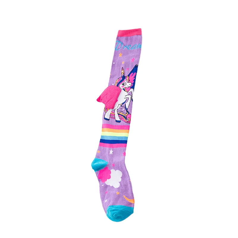 Little Girl Knee High Socks Cute Cartoon Pony Print Long Stockings Soft Child Fun Socks