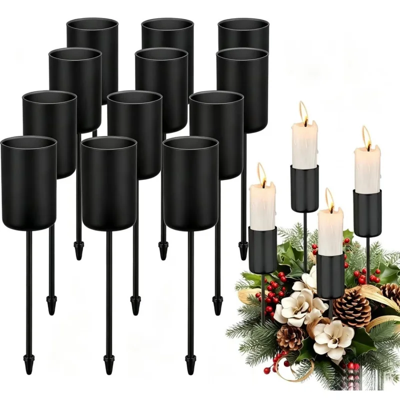 Multicolored Metal Candle Holders,Cone Shaped Wreath Candle Cups,Rustic Tabletop Tea Candle Holder,for Christmas,Holiday,Wedding