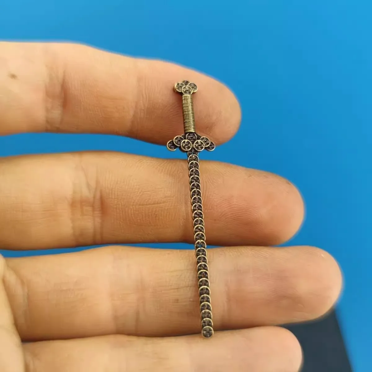 Antique Brass Coins Sword Feng Shui Wealth Amulet Miniature Taoist Talisman Desk Decor Spiritual Home Office Gift Model Sword