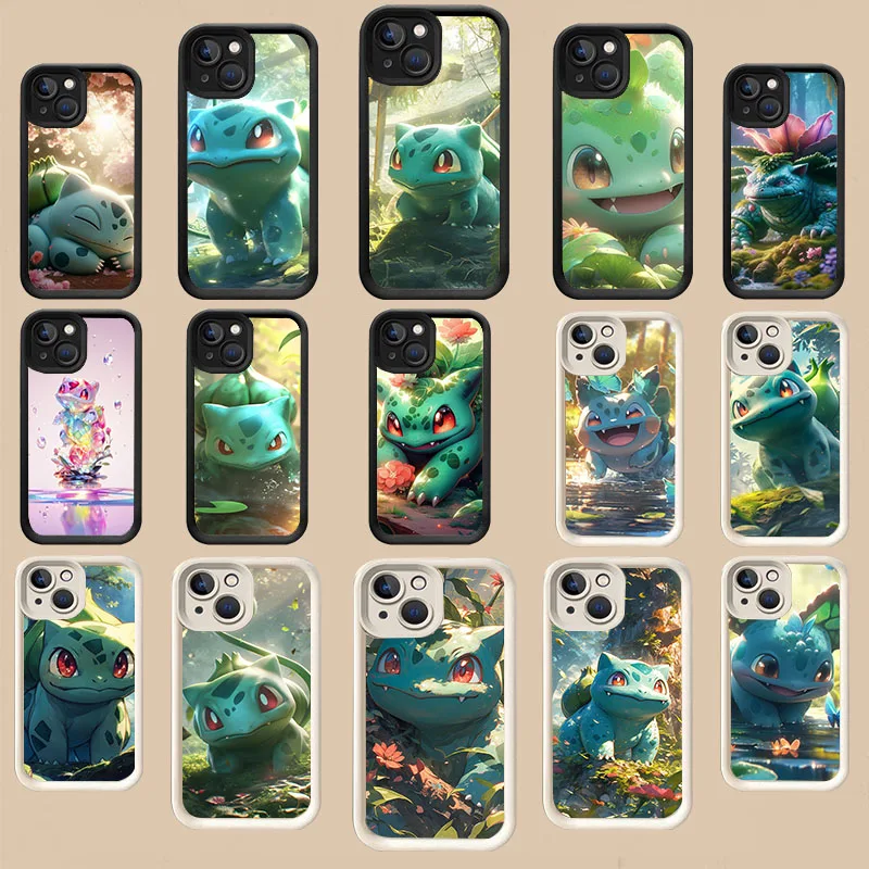 WD-21 Pokémon-Bulbasaur Black Stepped TPU Case For Huawei Pura70 mate50 P60 50 40 nova11 10 9 Y90 Pro