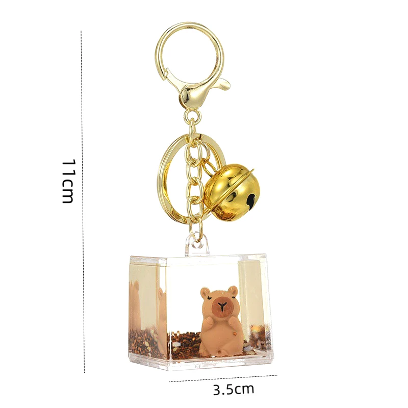 Creative Cute Flowing Sand Bottle Capybara Keychains Car Keychain Anime Cartoon Pendant Keyring Backpack Decoration Gifts