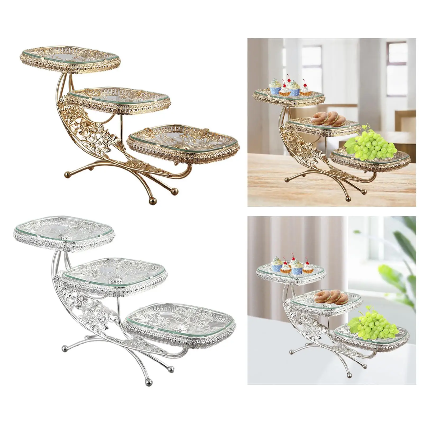 Layered Cupcake Stand Trim Tray 3 Layer Dessert Buffet Display Tower for Restaurant Kitchen Household Vanity Tray Party Supplies