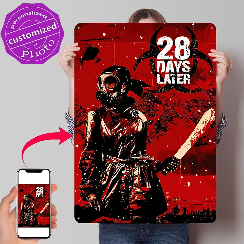28 Days Later Movie Personalized 3D Textured Metal Poster Wall Art Vintage Tin Signs for Living Room Decoration Items Wand Deko