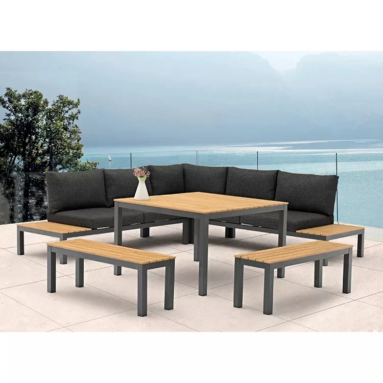 

Ready to Ship U Shaped Cast Iron Outdoor Patio Set Furniture Sofa Garden Outdoor Wall Weather