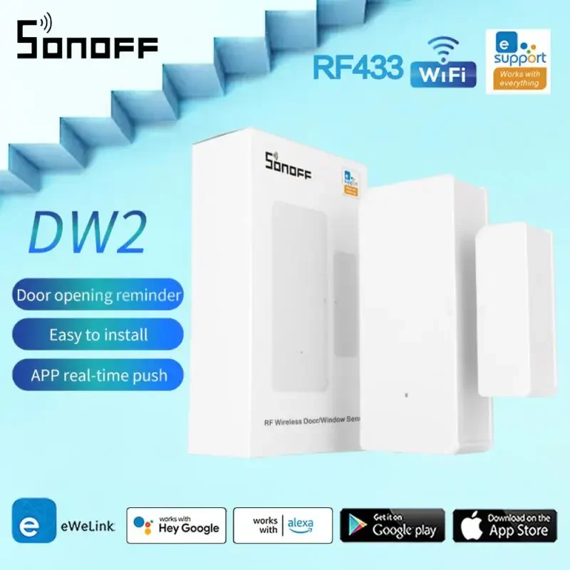 

SONOFF DW2 Samrt Door Window Alarm Sensor RF 433Mhz Wireless Magnetic Door Window Detector Anti-Theft Alarm Smart Home Security