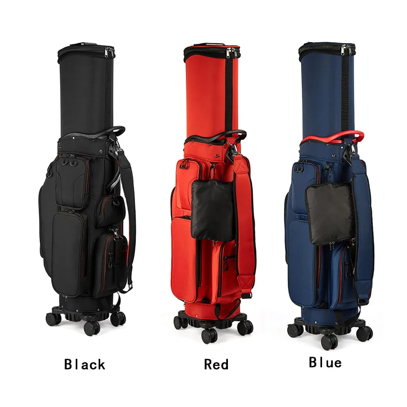 

Wholesale Korean Plan Air Golf Travel Cart Black Red Blue Waterproof Canvas Club Bag with Wheels for Golfers