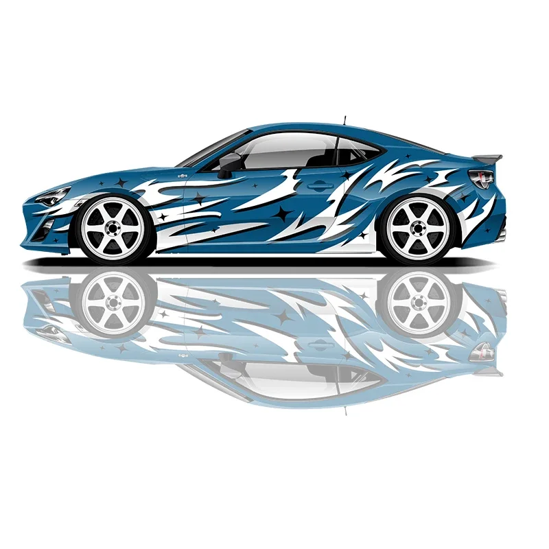 flame Car stickers modified racing car SUV accessories packaging decals PVC custom side graphic stickers decals