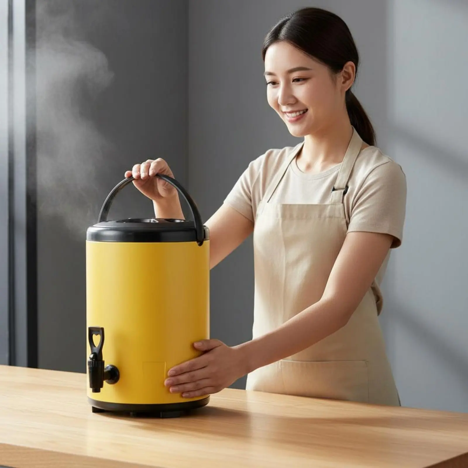 

Milk Tea Insulation Insulated Container Triple-Tier Construction Large Capacity Beverage Server Stainless Steel Hot and Cold