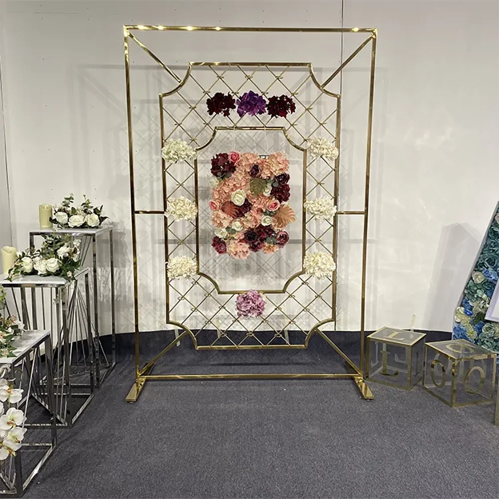 

Gold Stainless Steel Wedding Backdrop Stand Set Decorations