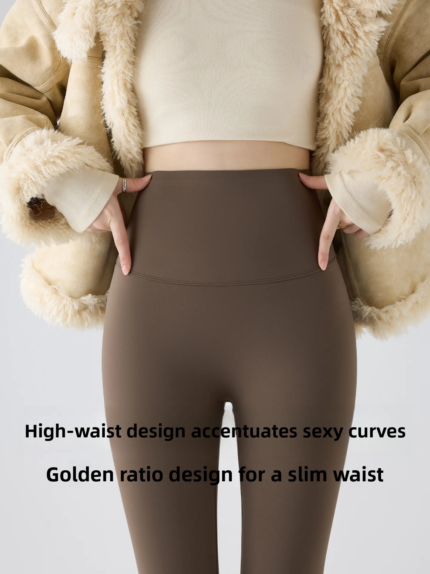 High Waist Thiened Fce Yoga Pants Women's Winter Warm Tummy Control Butt Lifting arkskin Pants Casual Nine Point Pants
