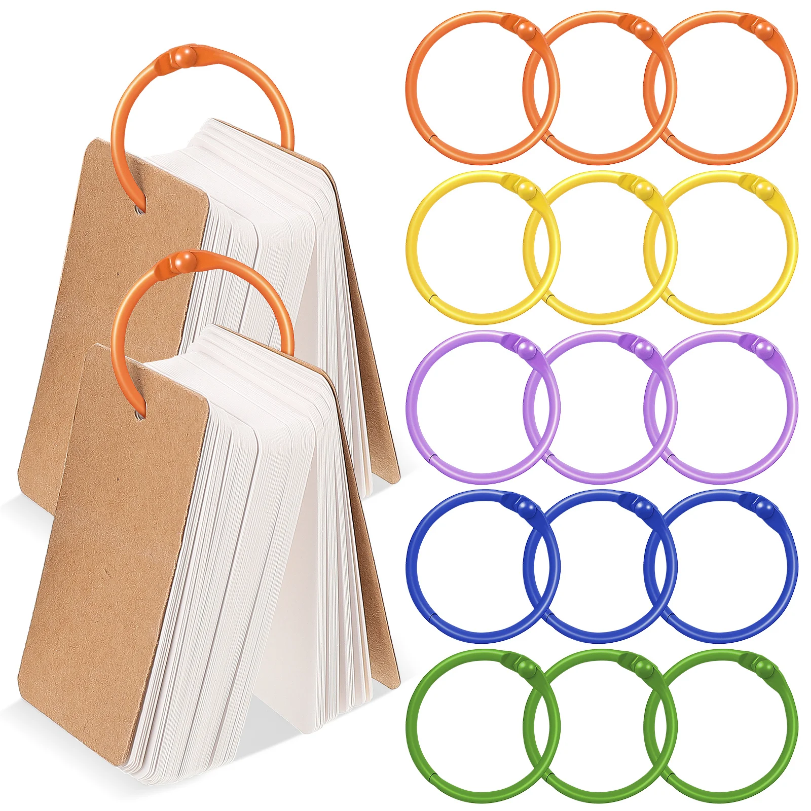 50 Pcs Color Keychain Ring Rings Notebook Binder Flashcards Binding Craft Loose Leaf Metal For Paper Planner Index