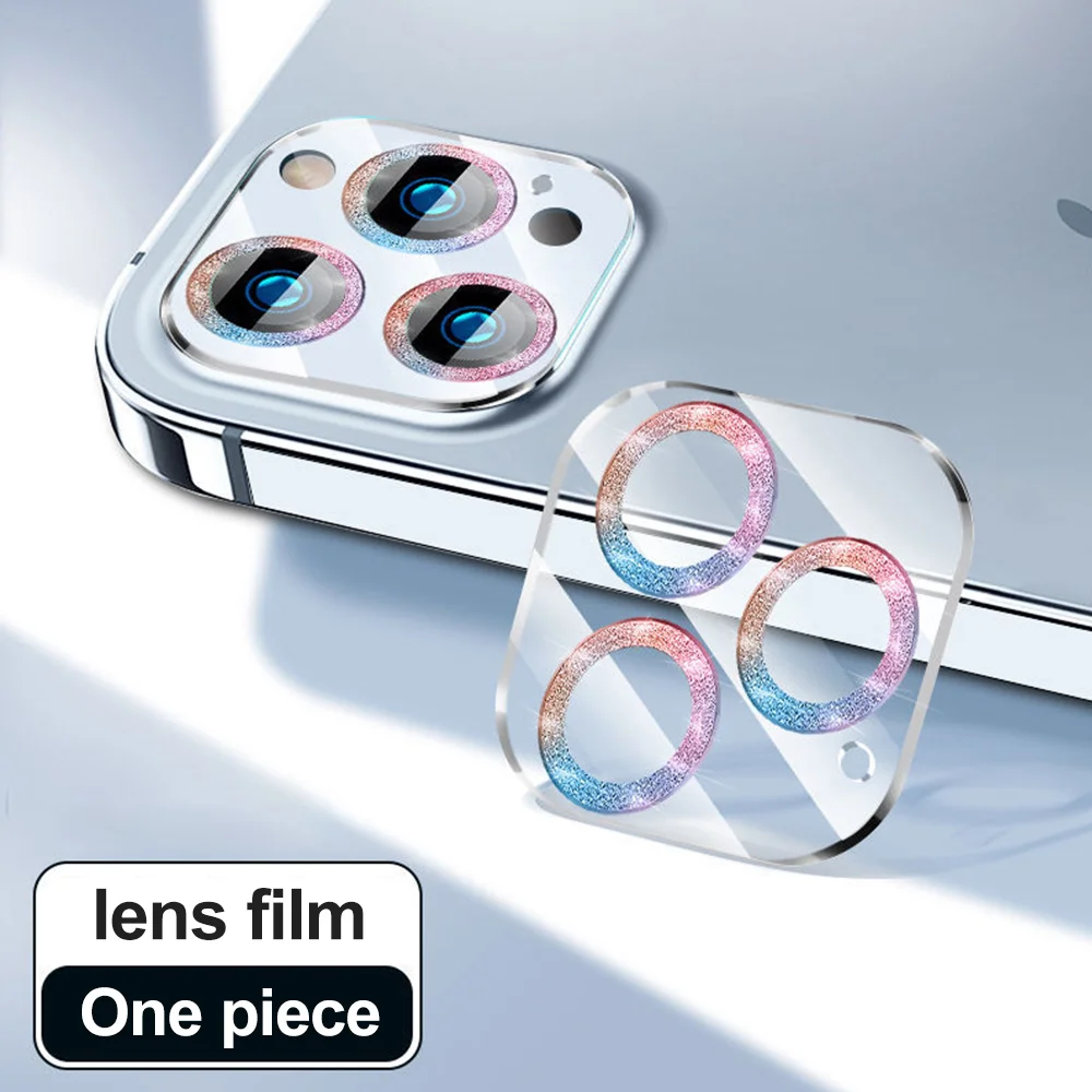 Luxury Camera Lens Protector For iPhone 11 15 13 14 Pro Max All-in-one Glitter Lens Glass Case For iPhone 14 13 Pro Camera Cover