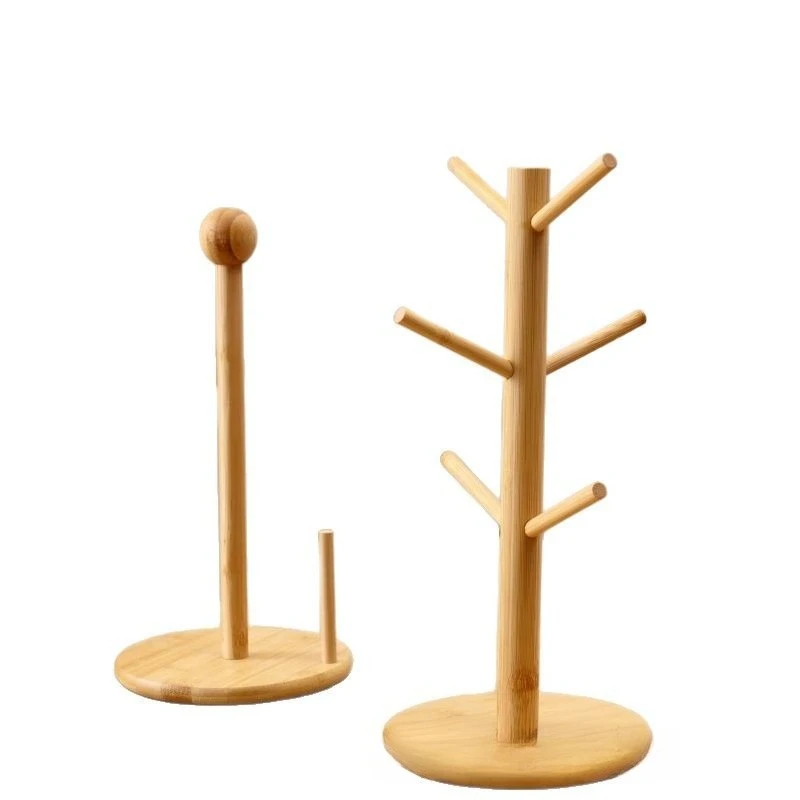 Wooden Tree-shaped Storage Rack, Multifunctional Kitchen Cup Drainer, Jewelry Tissue Organizer Stand for Home