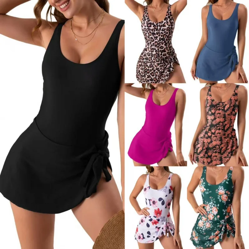 Hot-selling women's swimwear One-piece dress with sexy slim fit and printed designiWomen's one-piece swimsuit