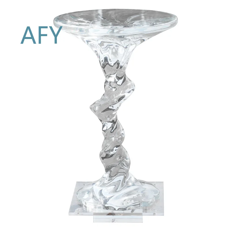 Creative Living Room Sofa Crystal Coffee Table Light Luxury Personalized Whirlpool Small Round Corner Table Transparent for