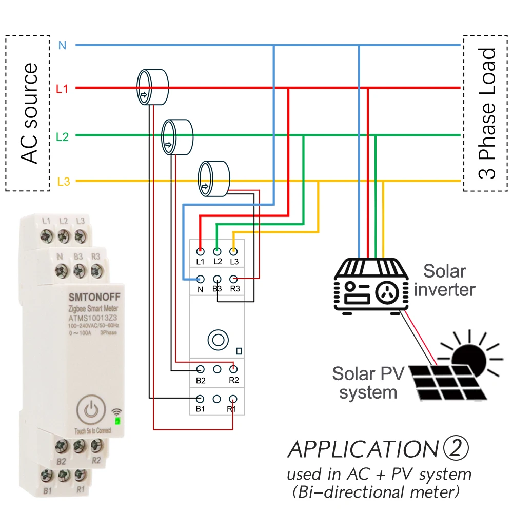 Zigbee Tuya Dreiphasiger 100A Smart Energy Power Monitor mit Externem Stromwandler CT 380V /415V 50Hz 60Hz – Detail 13