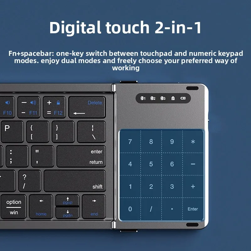 Tri-Fold Bluetooth Keyboard Wireless Portable Foldable Mini Keyboard for Laptop Desktop Computer Tablet with Stand