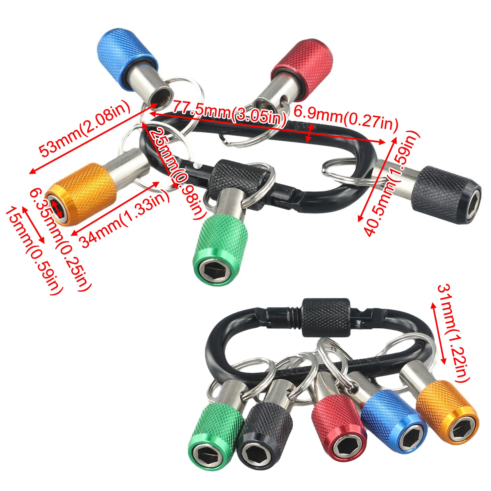 Assistant 1/4 Inch Hex Shank Hex Shank Screwdriver Keychain Screwdrivers Small And Portable Sturdy Steel Bracket