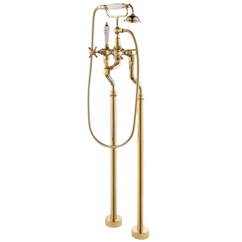 

Zirconium gold all-copper classical floor-to-ceiling bathtub faucet hotel villa high-value retro telephone shower faucet