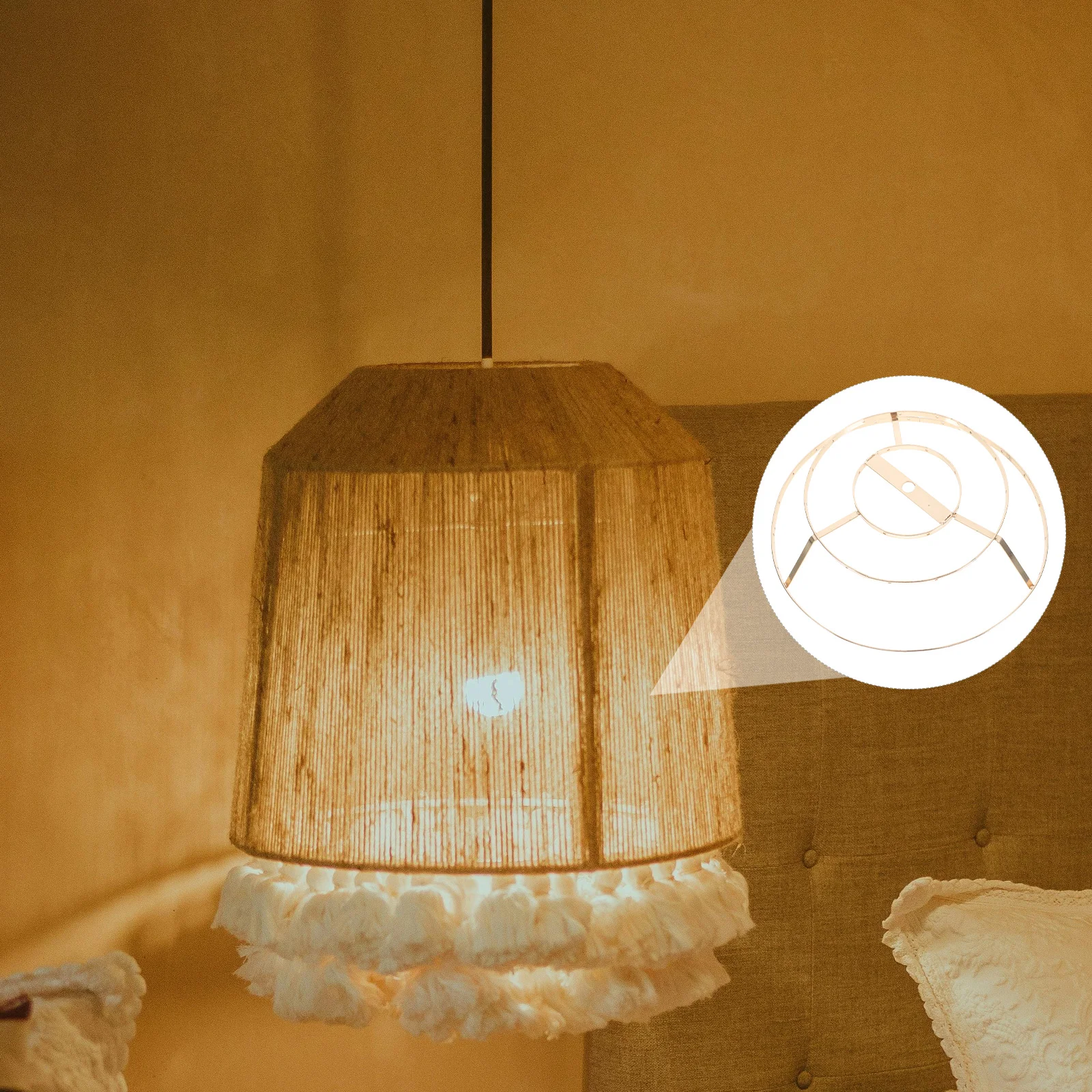 

Decorative Lampshade Frame Iron Table Light Shade Rack DIY Metal Parts Double Ring Lamp Cover Bracket For Home Hotel