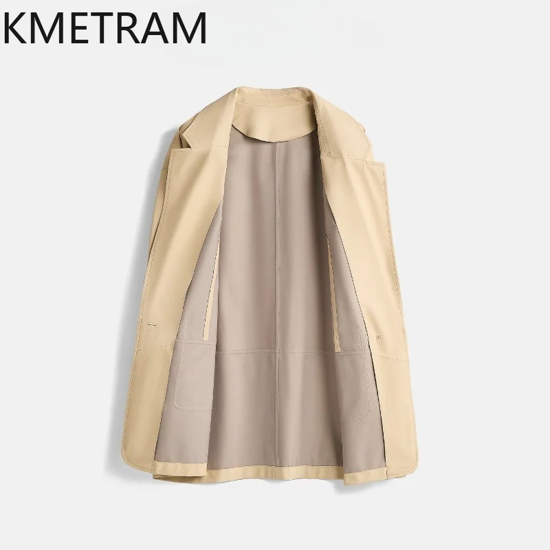 KMETRAM Ultra-thin Uncoated Sheepskin Leather Blazers Genuine Leather Jacket Woman Loose Coats of Woman Mid Length Blazer Mujer