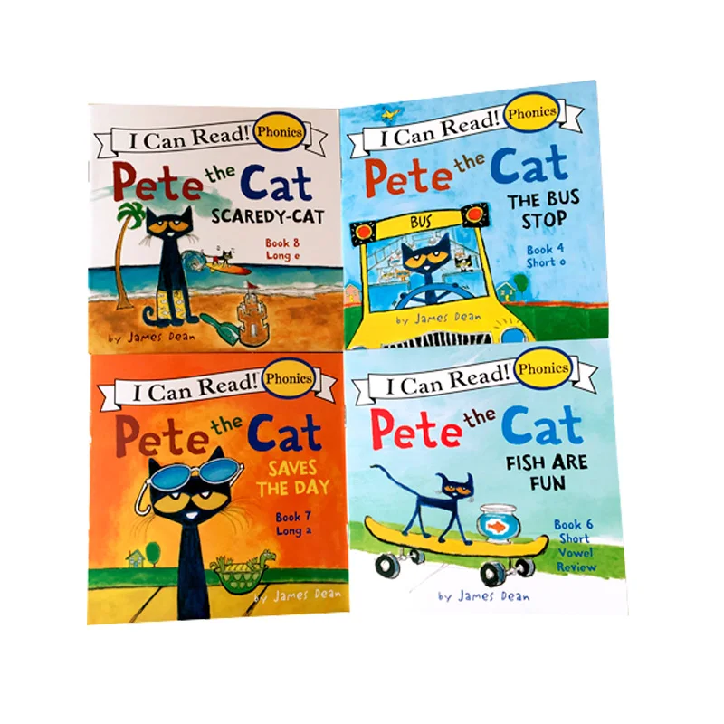 12 Book/Set I Can Read The Pete Cat Books Sets In English Kids Picture Story Books Educational Toys Children Pocket Reading Book