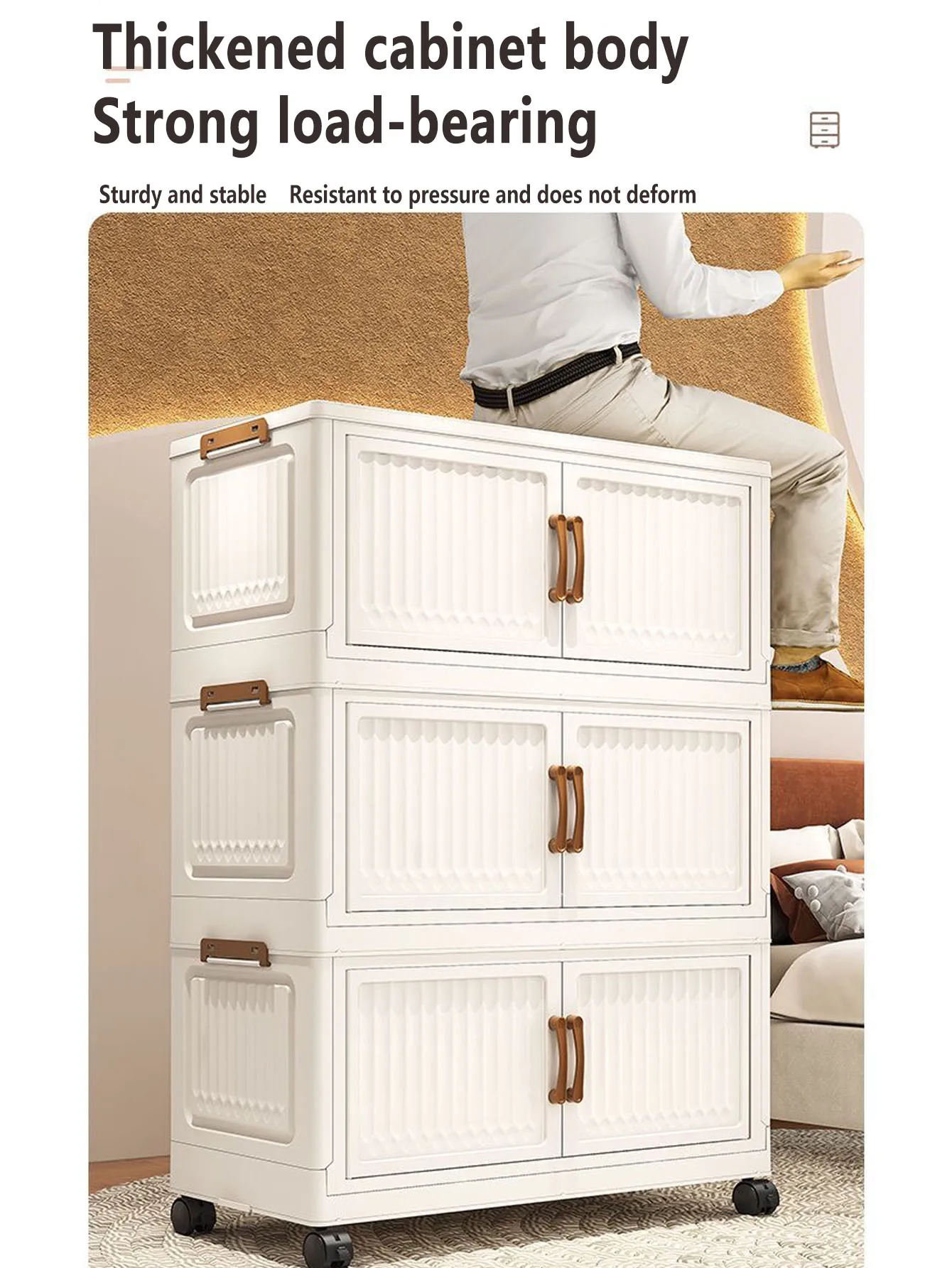 

Foldable Plastic Storage Cabinet for Kids Bedroom – No-Install, Space-Saving Organizer for Toys & Clothes, Compact Home Solution