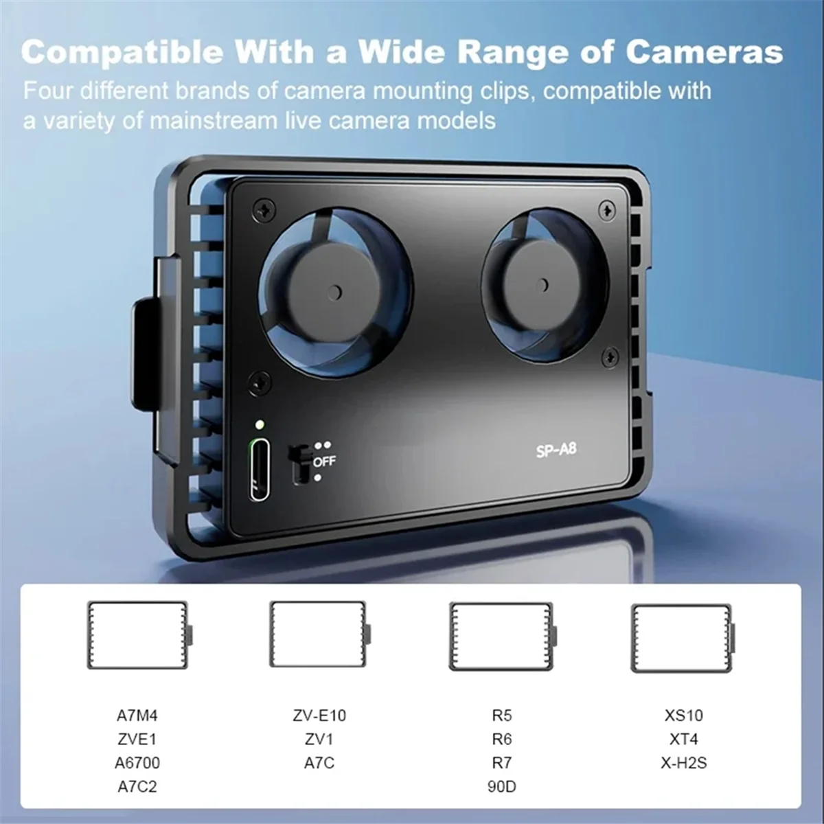 Nuova ventola di raffreddamento della fotocamera SP-A8 per Canon Sony FUJI A7M4 ZVE1 A6700 A7C2 ZVE10 ZV1 R5 90D XS10 XT4 X-H2S Sistema di raffreddamento Dslr