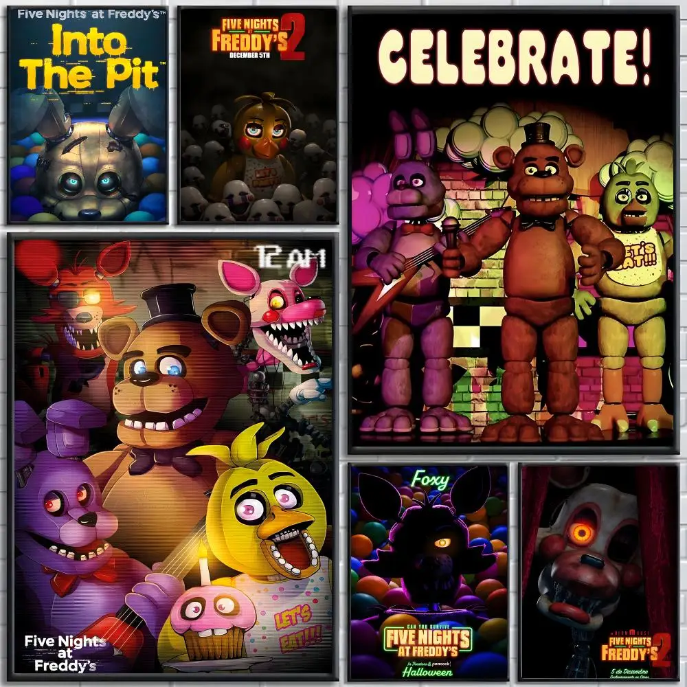 Game Five Nights at Freddy's Poster Poster HD Waterproof PP Self-Adhesive Removable Wall Art for Bedroom   Decor Gift