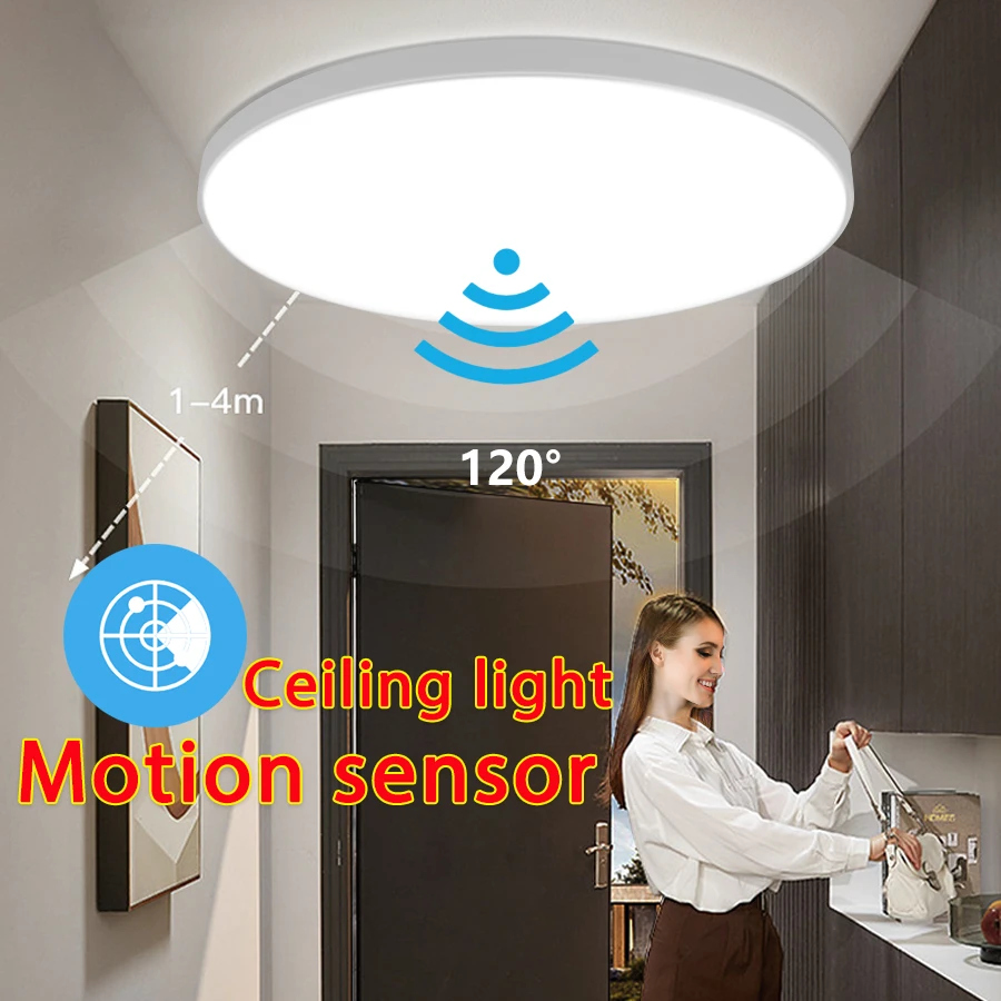 Led Radar Sensor Ceiling Light Motion Sensor Lights Smart Lamp PIR Auto Sensitive Night Light for Stairs HallwayGarden Garage