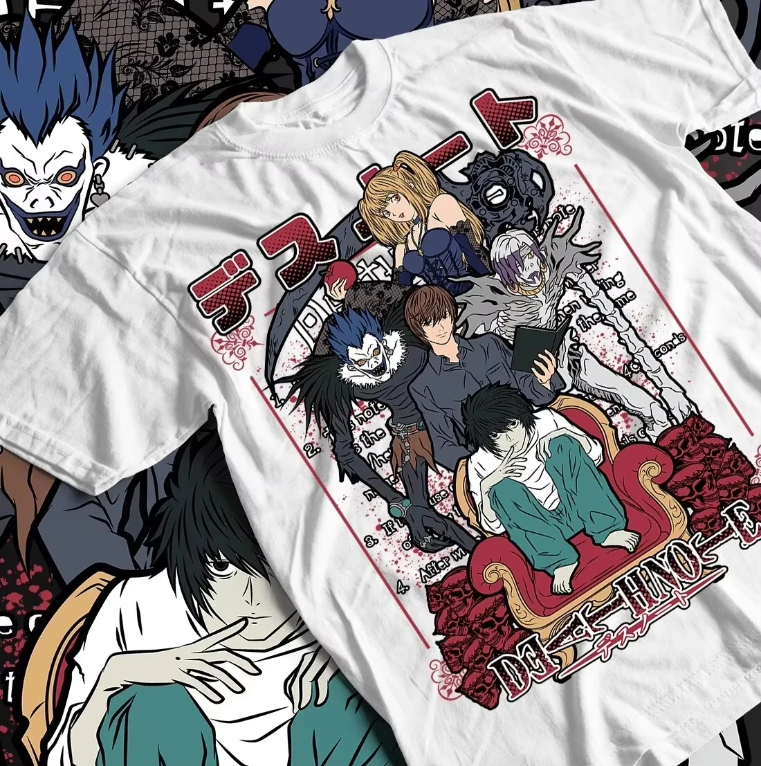 Summer Hot Sale Death Note T-shirt Kira Ryuk Manga with Horror Anime Gift T-shirt Y2K Gothic Cotton Oversized T-shirt Streetwear