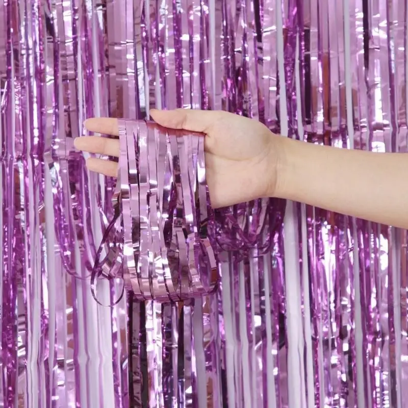 M89C Foil Curtain Backdrop Creative Photography Props for Birthday Wedding Engagement Baby Shower Bachelorette Holiday Decors