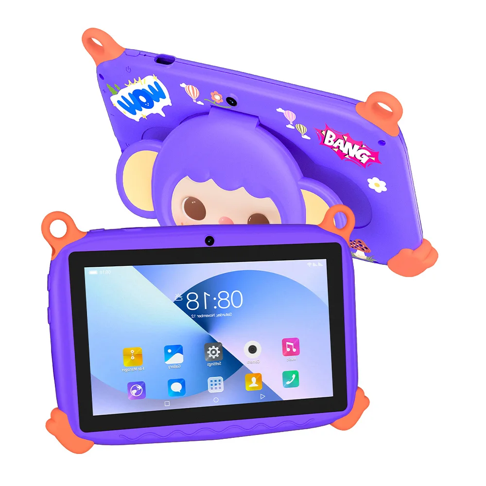 BDF 7 inch kindertablet 64GB Android 13 WiFi Bluetooth Educatieve software geïnstalleerd Geschikt voor kinderen van 3-5 jaar