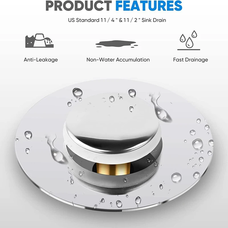 Tub Drain Stainless Steel Sink Cover Sink Cover -Up Universal Odor Resistant Sink Drain With Silicone Gasket