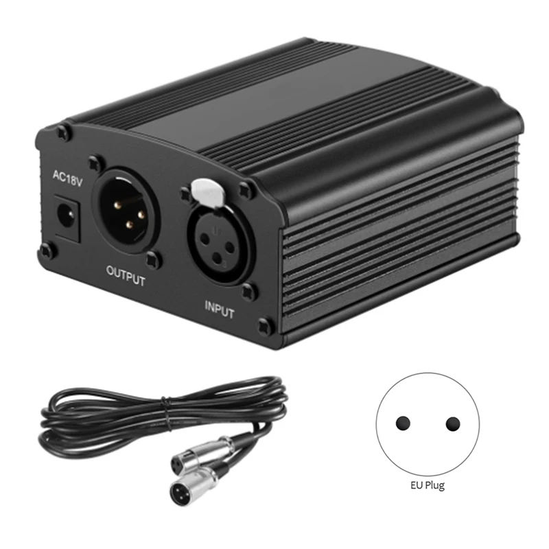 Condenser Microphone XLR Cable 48V Phantom Power Supply Microphone Phantom Power EU Plug