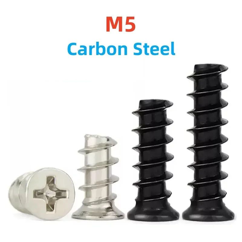 Carbon Steel Cross Flat Head Self-Tapping Flat Tail Screw M5 Computer PC Case Cooling Fan Mount Screw Heat Dissipation Screws